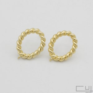 2pcs/[E0004MG]/ Twisted Oval Post Earring, Matte Gold-plated, 925 Sterling Silver Post, Earring component, Jewelry Making