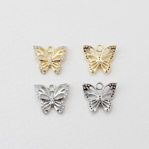 2pcs/QP0097/ Cubic Butterfly Pendant, Necklace Pendant, Bracelet Charm, Polished Gold & Rhodium-Plated