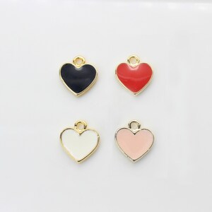2pcs/AP0004G/ 4 Colors Epoxy Heart Pendant, Earrings Pendant, Necklace Pendant, Bracelet Charm, Polished Gold-Plated, Jewelry Making