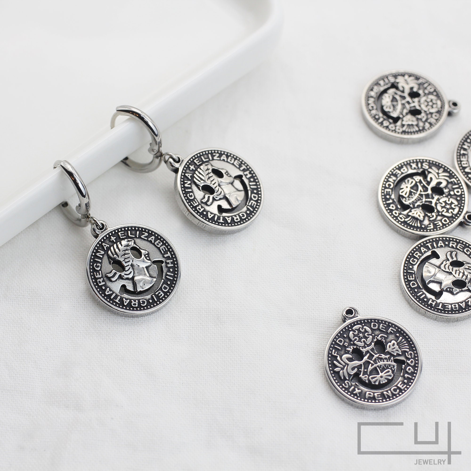 2pcs SS017 Sonrisa de acero quirurgico Elizabeth Colgante Colgante de acero Colgante de collar Colgante de pulsera Hallazgos de joyeria Fabricacion de joyas Etsy Mexico