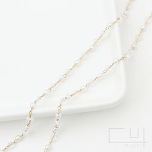 50cm/CH0013G/ Surgical Steel Pearl & Acrylic Chain, Mask Chain, Necklace Chain, Bracelet Chain, Extension chain ,Jewelry Making
