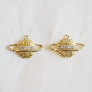 2pcs/QP0116/Lattice Cubic Planet Pendant, Necklace Pendant, Bracelet Charm, Polished Gold/Rhodium-Plated, Jewelry Making