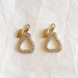 2pcs/QP0123/ pear cubic pendant, Earring Pendant, Necklace Pendant, Bracelet Charm, Polished Gold/Rhodium-Plated, Jewelry Making