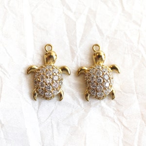 2pcs/QP0128/ Cubic Turtle Pendant, Earring Pendant, Necklace Pendant, Bracelet Charm, Polished Gold/Rhodium-Plated, Jewelry Making