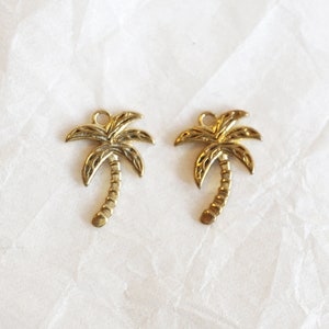4pcs/P0129/ Palm Tree Pendant, Earring Pendant, Necklace Pendant, Bracelet Charm, Polished Gold/Rhodium-Plated, Jewelry Making