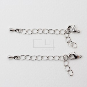 10pcs / B0001S / nickel free, Cadenas con un cierre de langosta, Cadena de collar, Cadena de pulsera, Cadena de extensión, Pulido rodio-plateado, fabricación de joyas