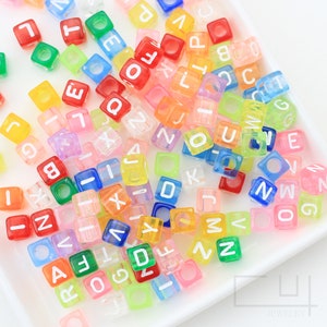 100pcs/BP0010/ Acrylic Letter Beads (Cube), Acrylic, Plastic Letter Charm, Random Mixed Letters 50g, Jewerly Making
