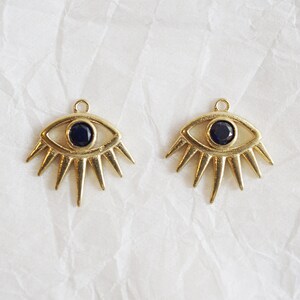 4pcs/QP0125/ Blue Cubic Evil Eye Pendant, Earring Pendant, Necklace Pendant, Bracelet Charm, Polished Gold/Rhodium-Plated, Jewelry Making