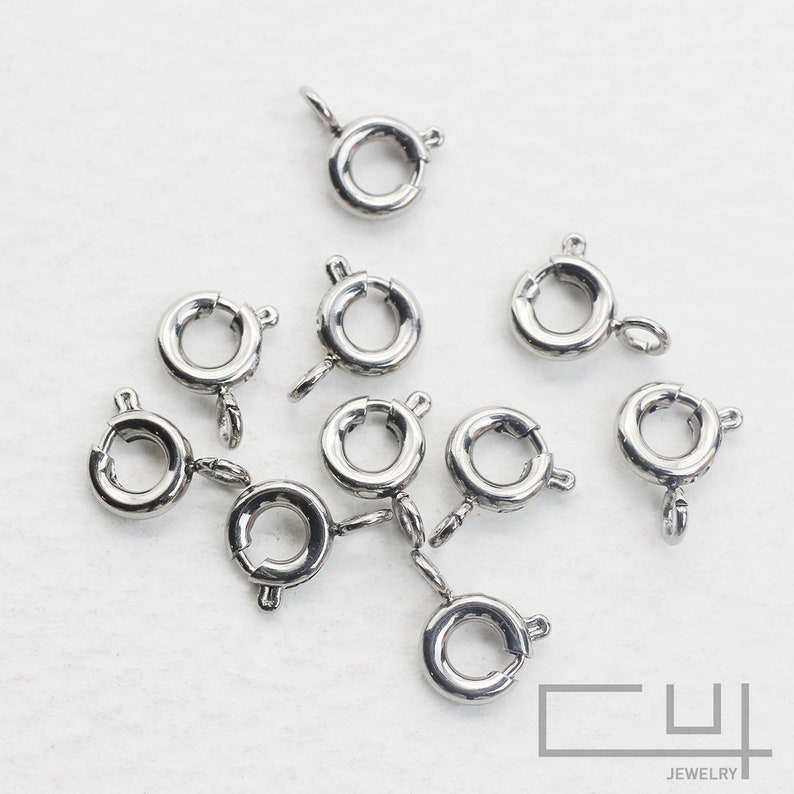 thumbnail image 2 of 10pcs 316L Stainless Steel Spring Ring Clasps With Hoop – Silver Connector 2 of 4