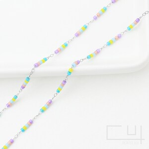 50cm/CH0016/ Surgical Steel Multicolored beads Chain, Mask Chain, Necklace Chain, Bracelet Chain, Extension chain ,Jewelry Making