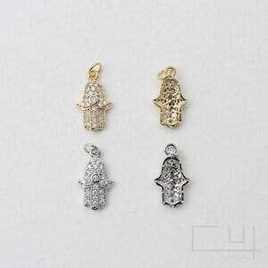 1pcs/QP0096/ Cubic Hamsa Pendant, Cubic Pendant, Hamsa Charm, Necklace Pendant, Bracelet Charm, Polished Gold/Rhodium-Plated, Jewelry Making