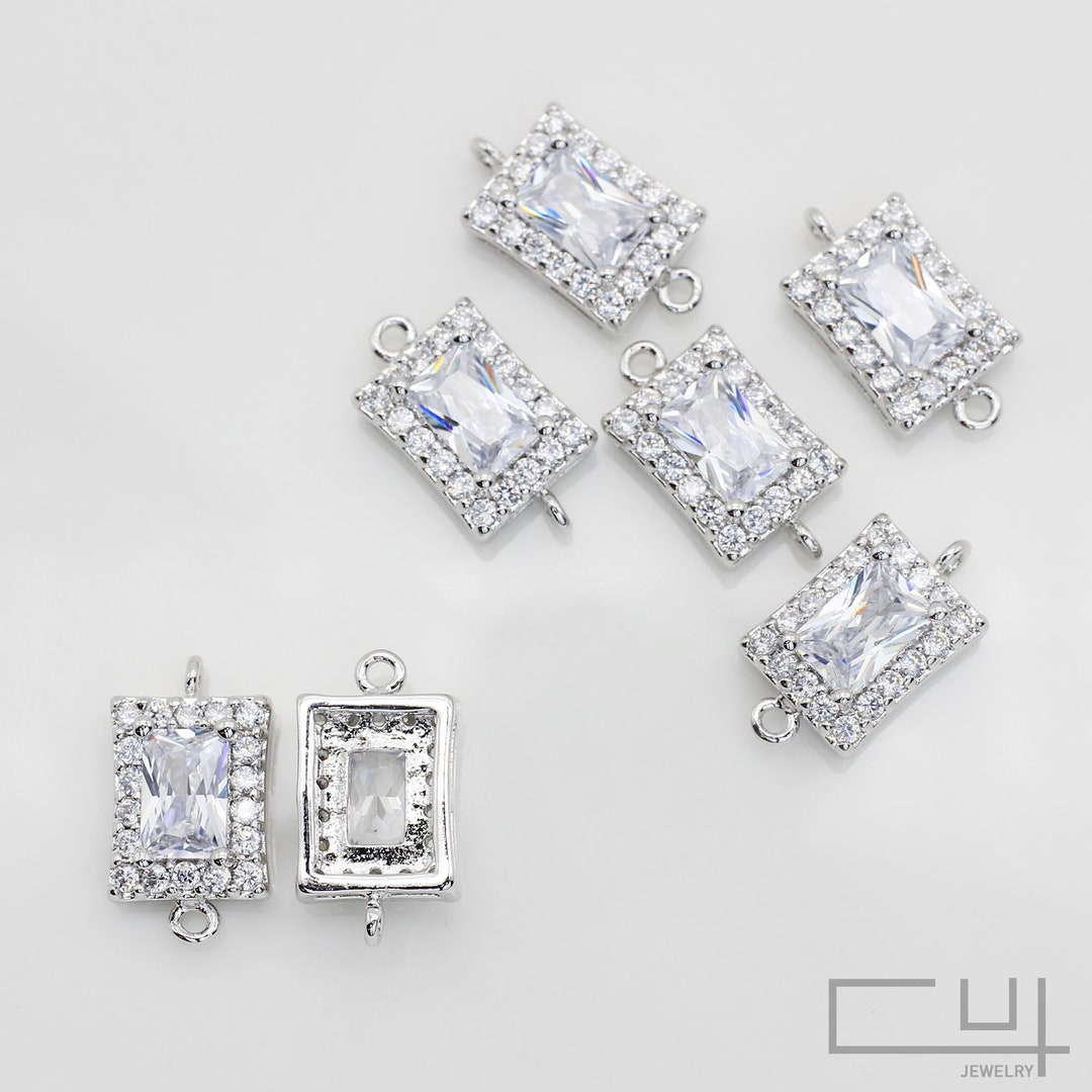 Square Connector Rings 1pcs/qp0056s/ Wedding Jewelry Square Connector, CZ Connector, Crystal ...