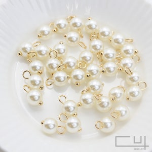 20pcs/JP0001G/ 6mm Acrylic Pearl Pendant, Imitation Pearl Pendant, Necklace Pendant, Earrings Pendant, Jewelry Making Craft Supplies