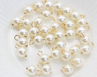 20pcs/JP0001G/ 6mm Acrylic Pearl Pendant, Imitation Pearl Pendant, Necklace Pendant, Earrings Pendant, Jewelry Making Craft Supplies