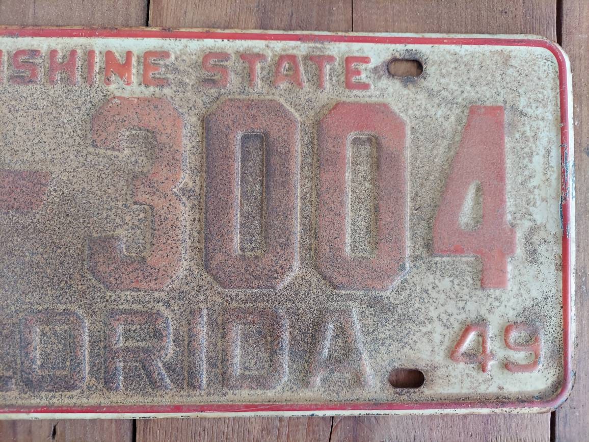 1949 Florida FL matrícula original 10-3004 Antique | Etsy