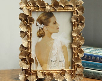 Golden Picture Frames,Silver Photo Frame,Stand Pictures Frames,Horizonal or Vertical Photo Frame,Vintage Leaf Frames,Home Decor,Wedding Gift