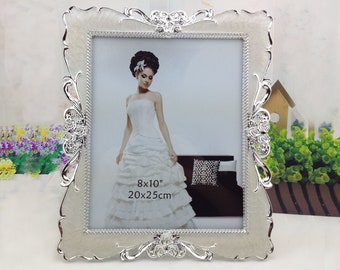 Wedding Photo Frame 8*10,Single Photo Frame5*7,Photo Display,White Flower Frame,Wedding Gift,Tabletop Floral Frame,Decorative Picture Frames