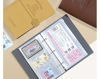 Premium Leather Ticket de Album,Loose-Leaf Refillable Album,Travel Memory Book ,Ticket Organizer Stub,Sports Movie Concert  Bill Collection