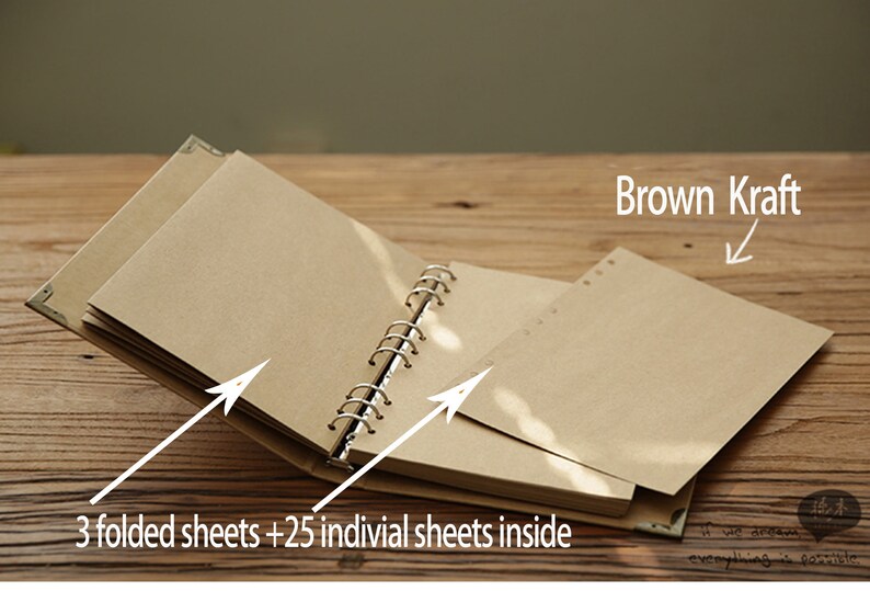 Plain Kraft Journal RefillableLoose Leaf Blank Page Etsy