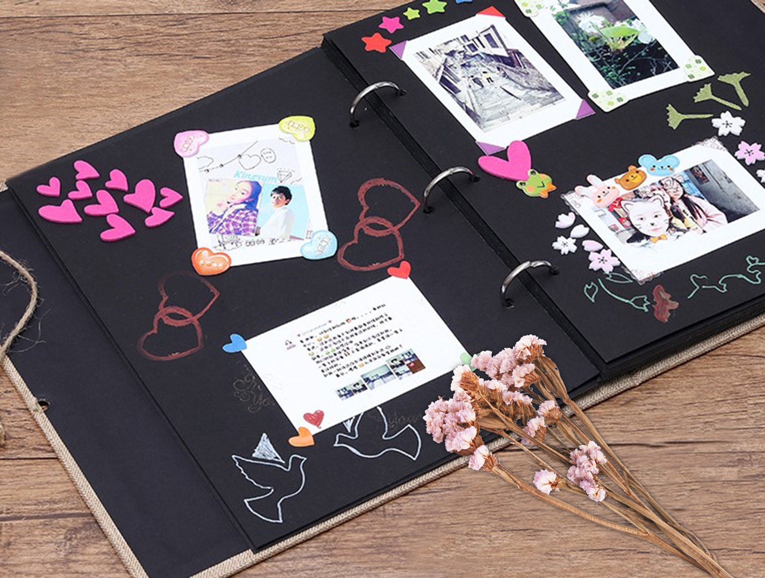 60Pages Linen Photo Album Scrapbook 3 Ring Binder Black Kraft Etsy
