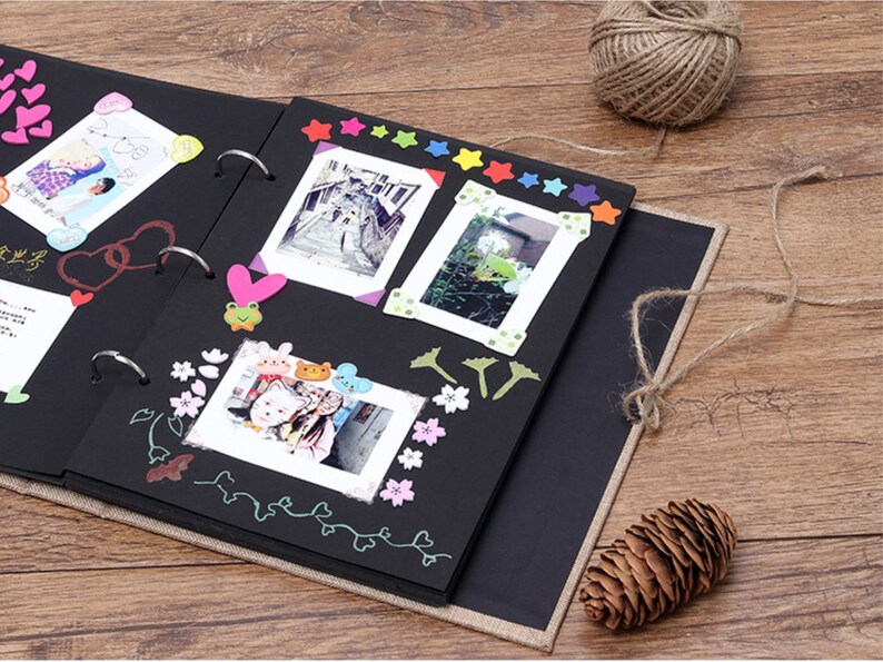 60Pages Linen Photo Album Scrapbook 3 Ring Binder Black Kraft Etsy