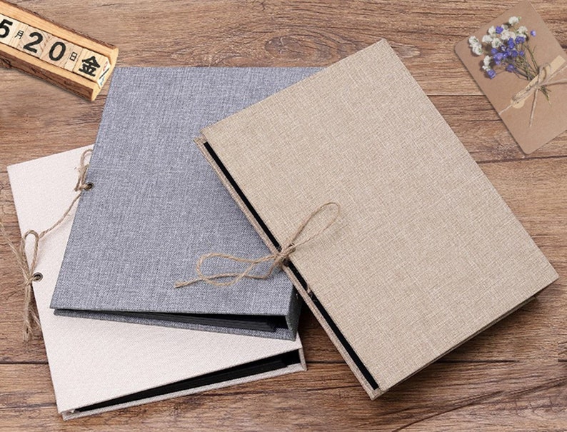 60Pages Linen Photo Album Scrapbook 3 Ring Binder Black Kraft Etsy