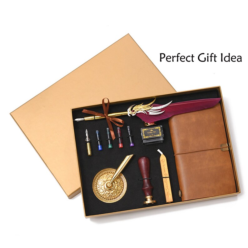 Quill Pen Calligraphy Setleather Journals and Pen Gift Etsy