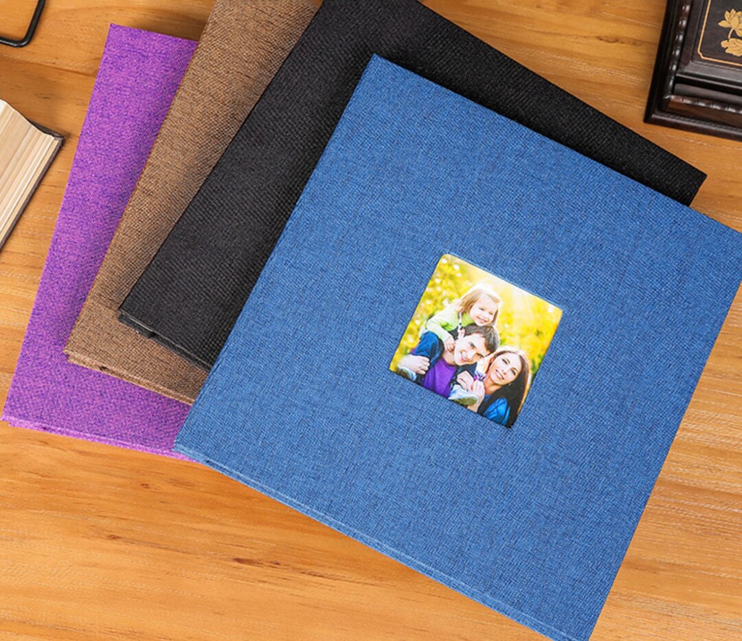 Large Plain Linen Photo Album,blue Family Photo Albums,cover Window