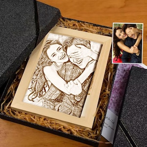 Custom Wooden Engraved Photo Portrait Frame, Photo on wood,Anniversay Gift,Boy/Girl Friend Gift,Birthday Sweet Gift,Surprise Gift for her