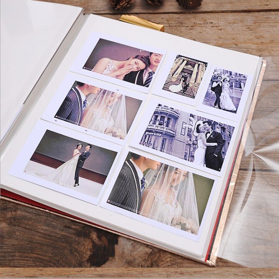Large Capacity Pu Cover Golden Wedding Album Self Adhesive Etsy