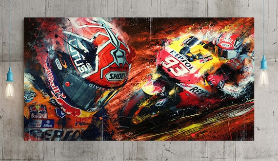 Valentino Rossi Canvas print Moto Gp Extra Large Canvas Print Poster 60-35Inch