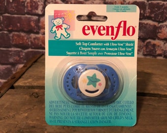 Vintage Pacifier Evenflo 1997 Soft Top Comforter with Ultra-Vent Shield from 3 months - Purple Star, Blue Star or Blue Fish