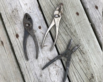 Vintage Pliers - 3 Vintage Assorted Tools - Crescent Tool - USA - Drop Forged - Waldes Truarc