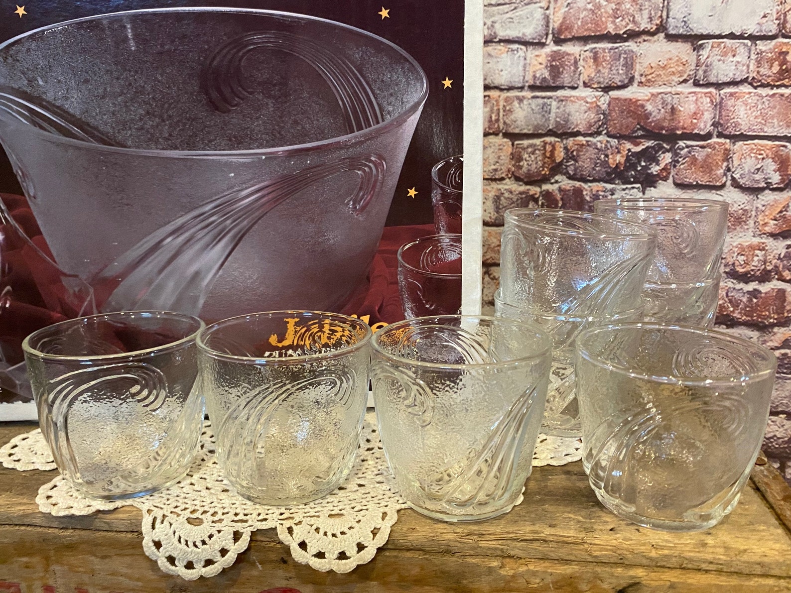 Vintage Jubilee Punch/party Bowl With 8 Cups & Ladle Barware Etsy
