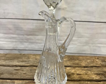 Vintage Cut Glass Cruet with Faceted Stopper