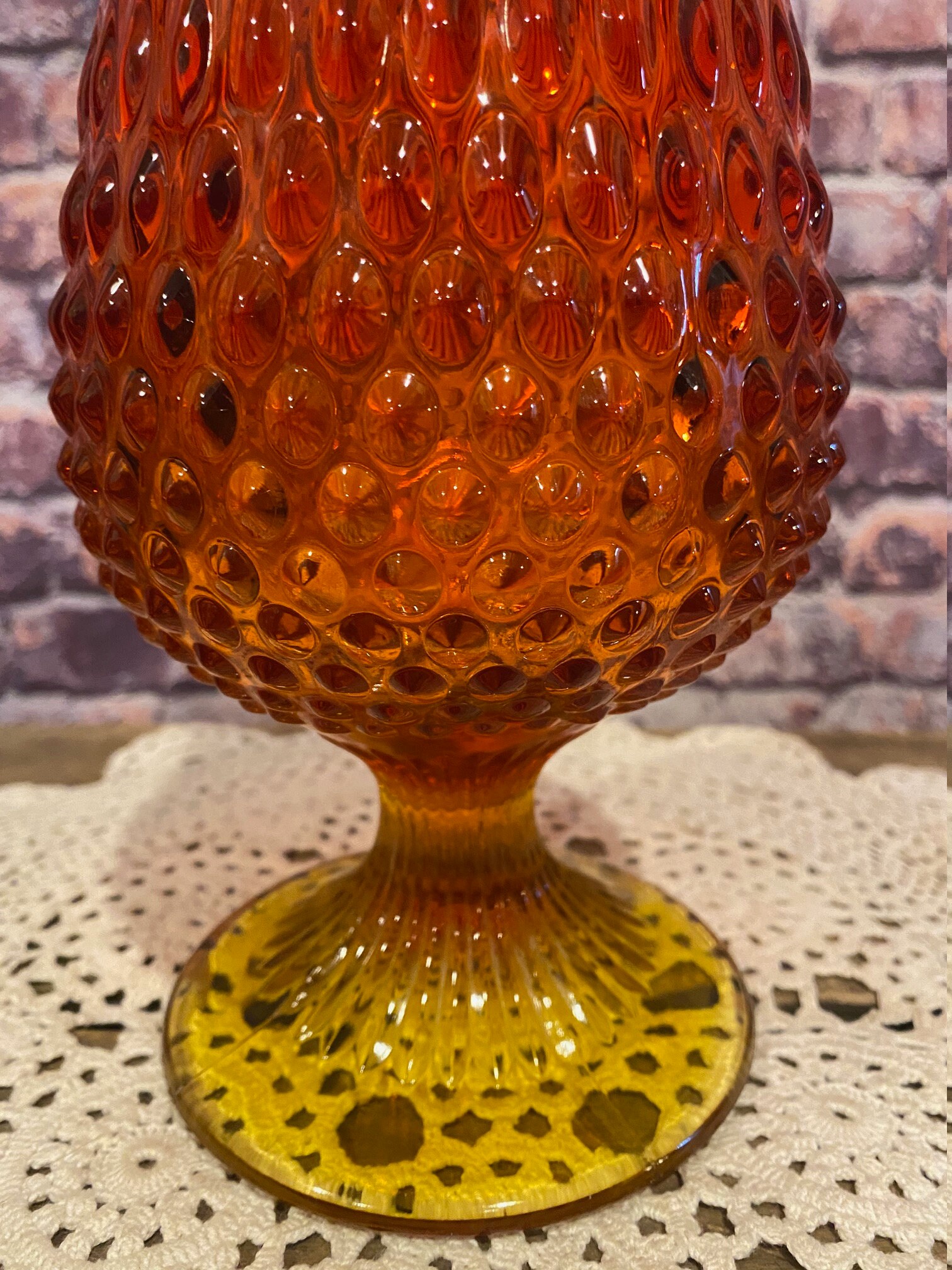 Vintage Fenton Orange Amber Tall Vase Tall Heavy Glass Vase Etsy