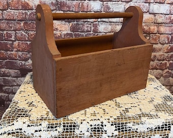 Vintage Rustic Wooden Tool Caddy - Kitchen Gadget Caddy