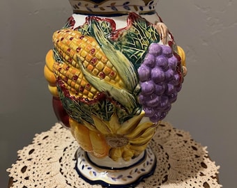 Vintage Fruit and Vegetable Large Vase - Bella Casa by GANZ Glazed Pottery