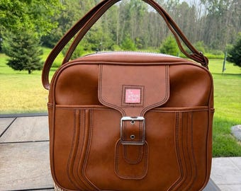 Vintage The Luggage Gallery Tote – 1970s Faux-Leather Flight Bag