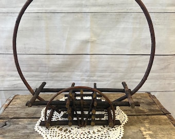 Vintage Tramp Art Twig Basket - Rustic Cabin Table Decor