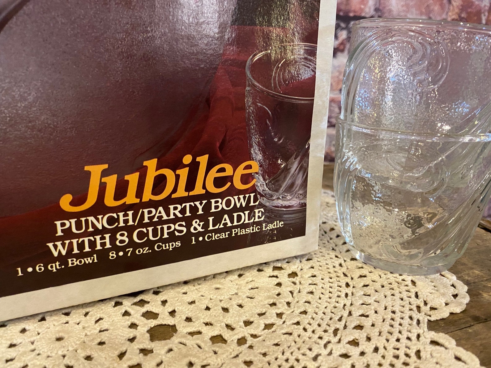 Vintage Jubilee Punch/party Bowl With 8 Cups & Ladle Barware Etsy