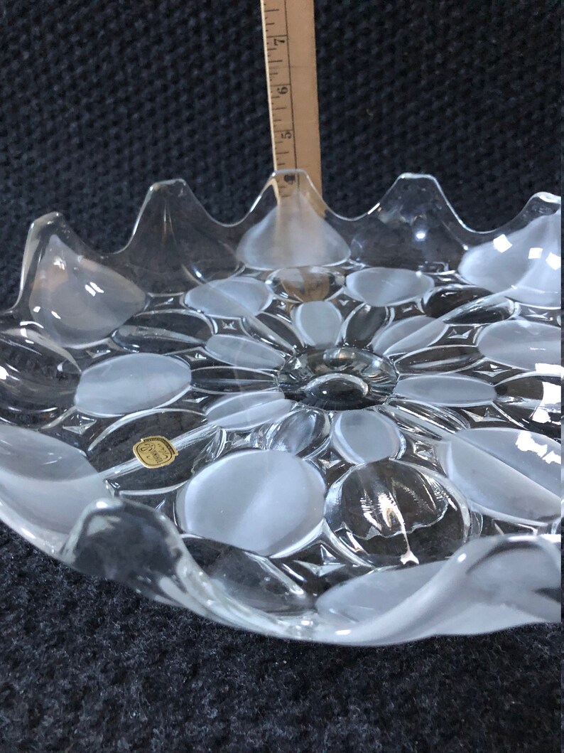 Vintage Bohemia Crystal Glass Footed Cake Stand Plate