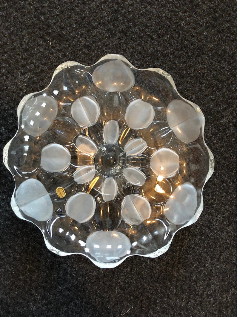Vintage Bohemia Crystal Glass Footed Cake Stand Plate