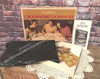 Vintage 1975 Scrabble Crossword Dominoes Family Game