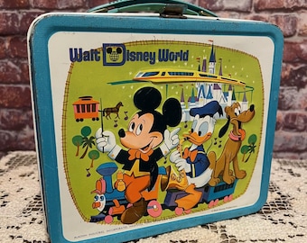 Vintage Walt Disney World Metal Lunchbox - Country Bear Jamboree Mickey Mouse Donald Duck Pluto