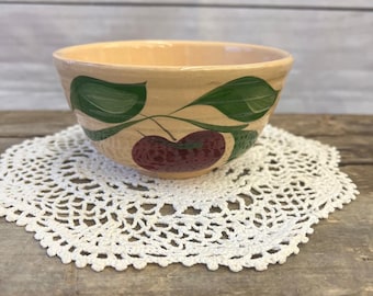 Vintage Watt Pottery #5 Apple Bowl with Advertising Kewaunee Co-op Store