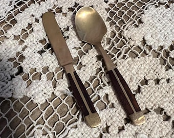 Vintage Thai Bronze Spread Knife and Jelly or Dip Spoon