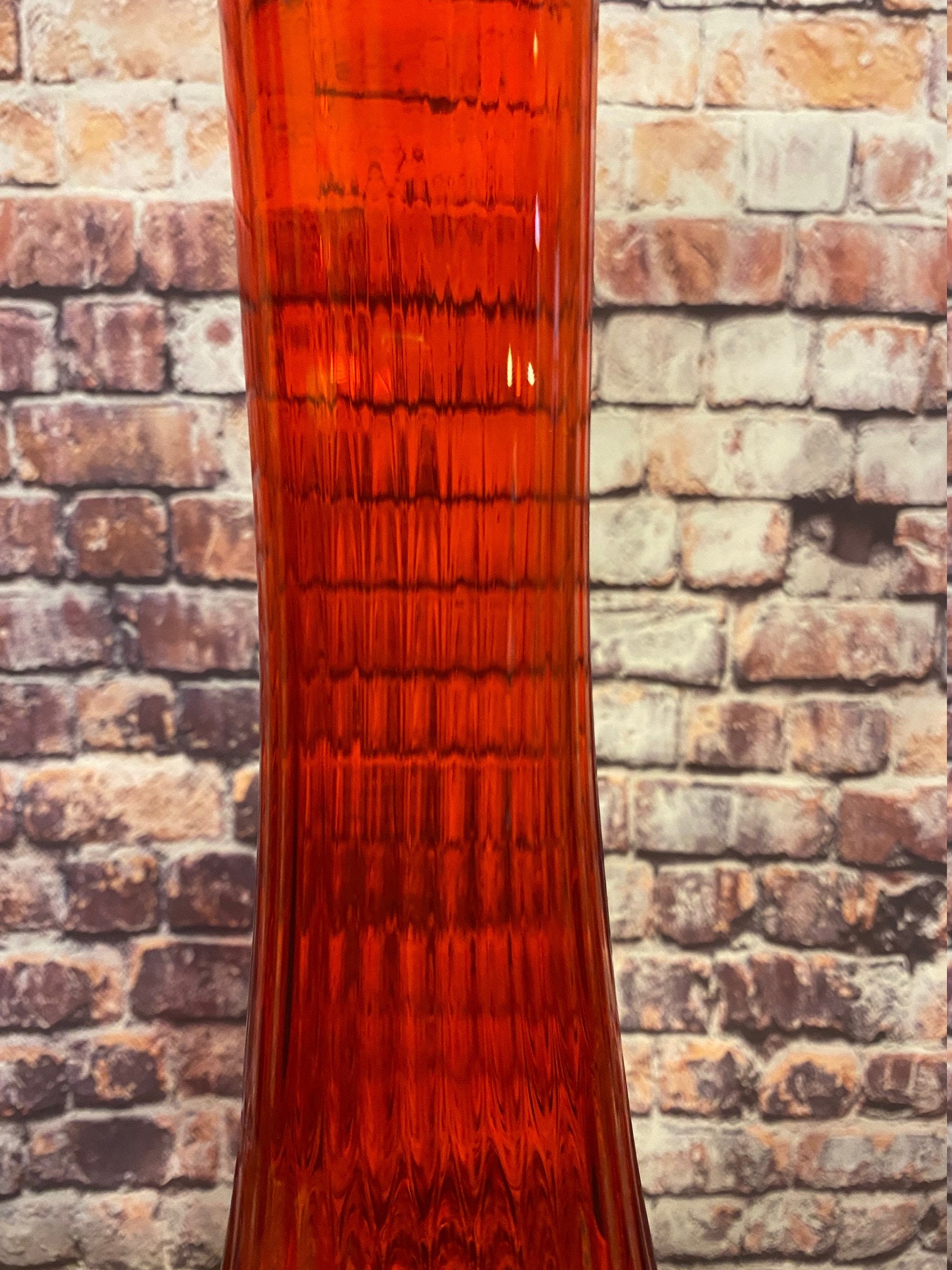 Vintage Fenton Orange Amber Tall Vase Tall Heavy Glass Vase Etsy