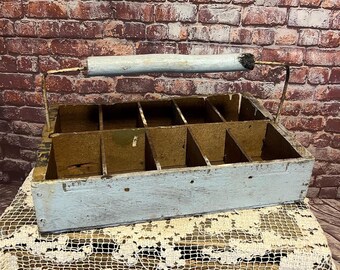 Vintage Wooden Tool Tray - Cheesebox Caddy Tote - Rustic Farmhouse Decor