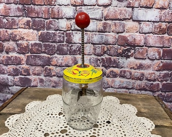 Vintage 1940s Food Chopper: Red Wood Knob, Kitchen Decor